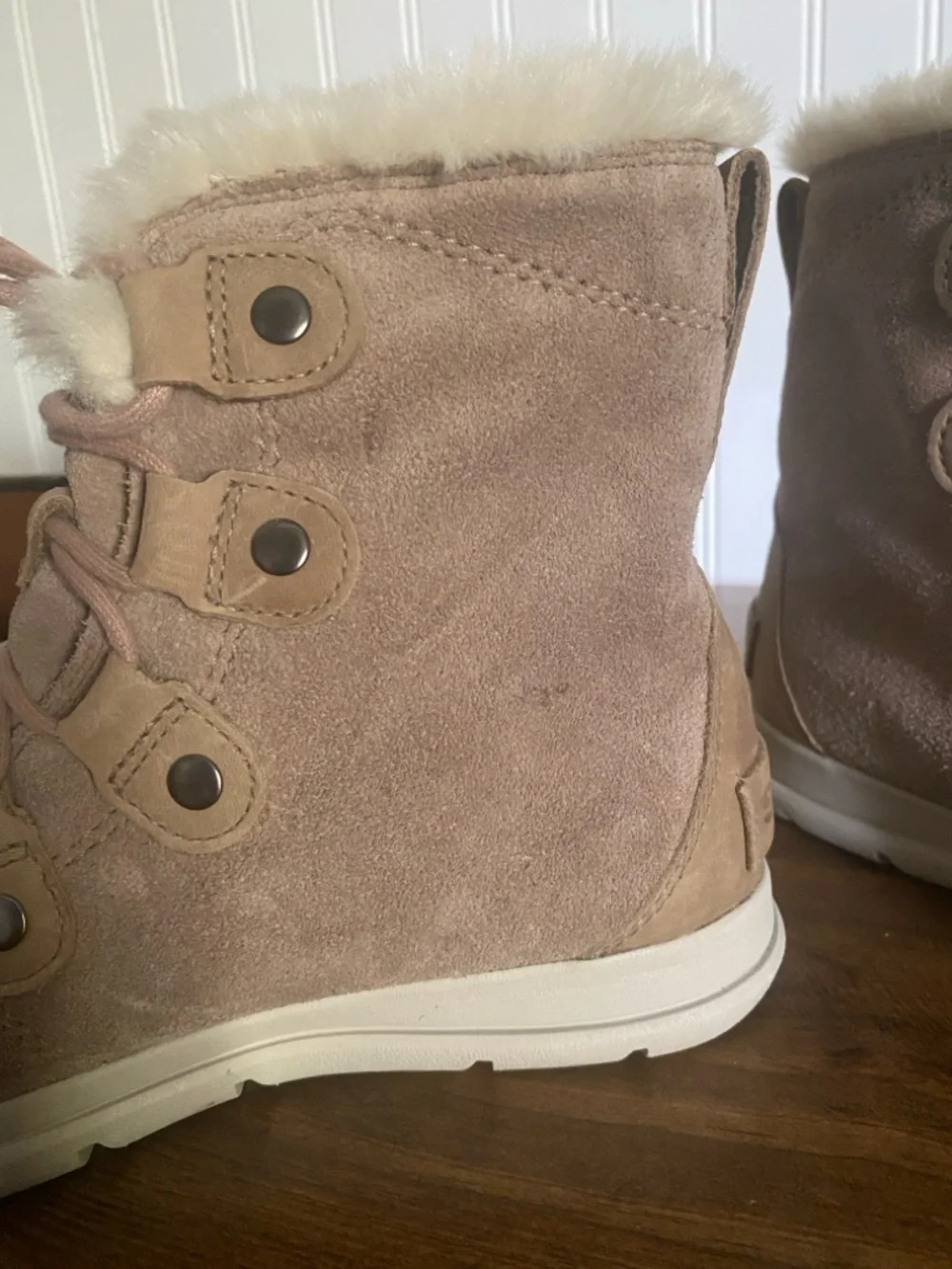 SOREL - Women's Tan Suede Faux-Fur Winter Ankle Boot